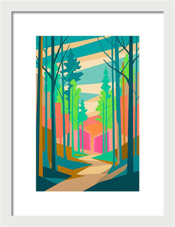 Forest Path Through Vibrant Trees