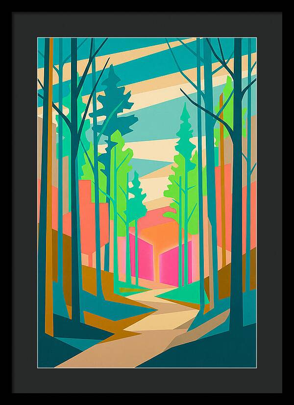 Forest Path Through Vibrant Trees