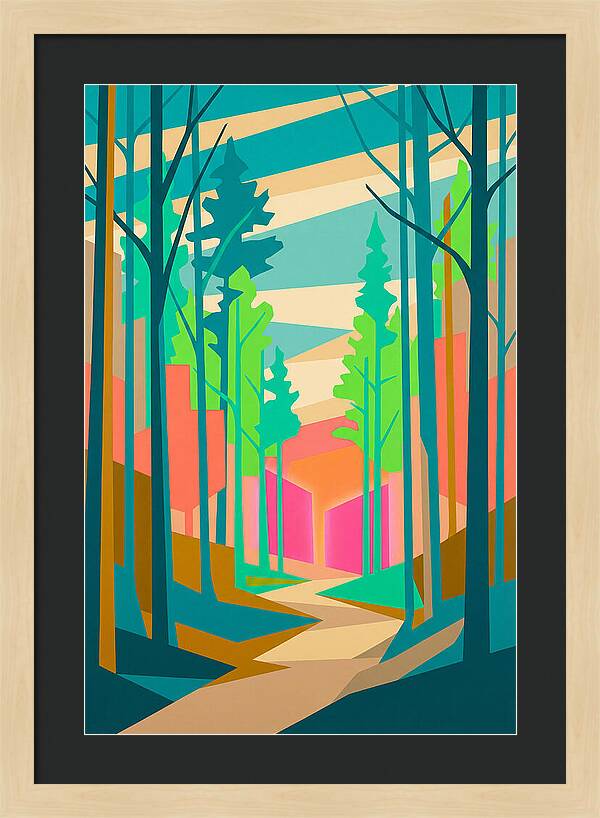 Forest Path Through Vibrant Trees