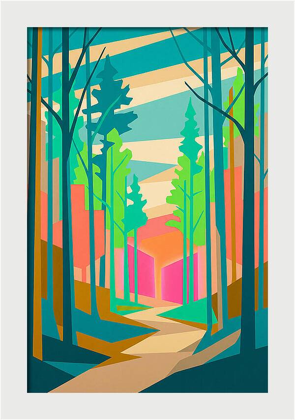 Forest Path Through Vibrant Trees