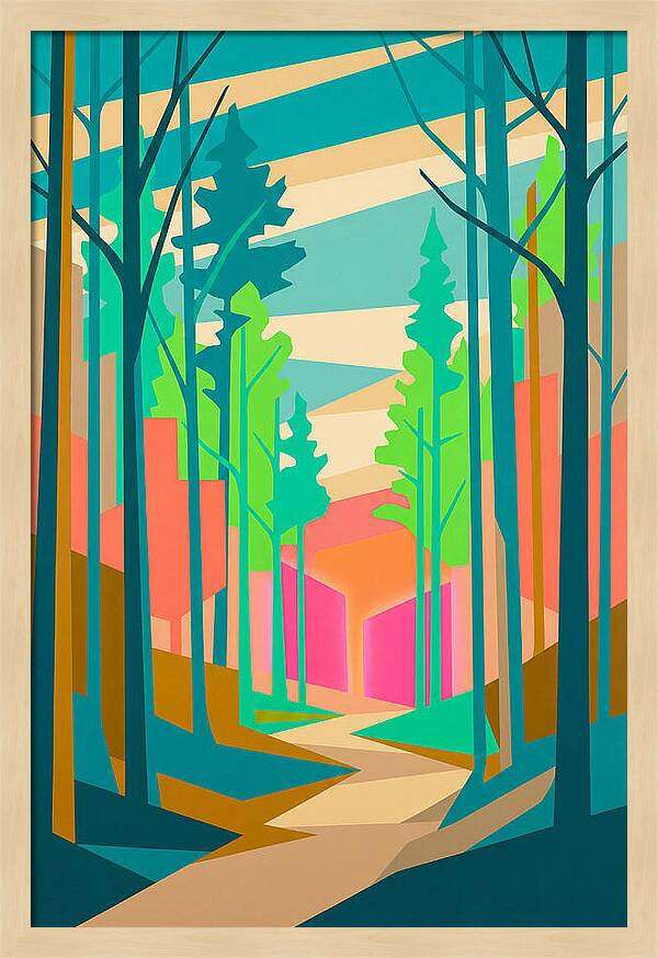 Forest Path Through Vibrant Trees