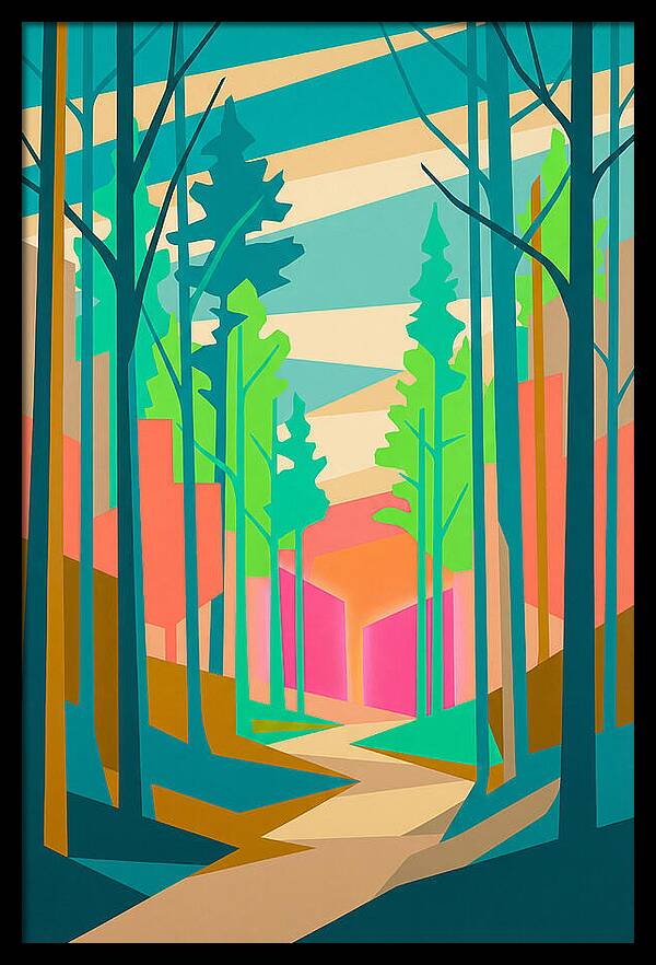 Forest Path Through Vibrant Trees