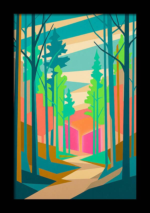 Forest Path Through Vibrant Trees