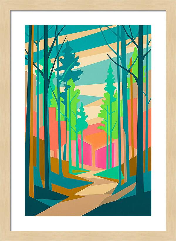 Forest Path Through Vibrant Trees