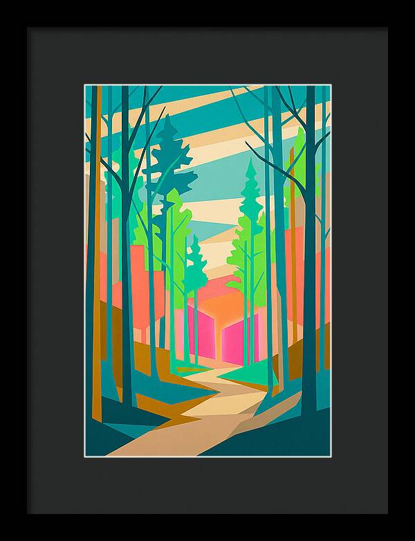 Forest Path Through Vibrant Trees