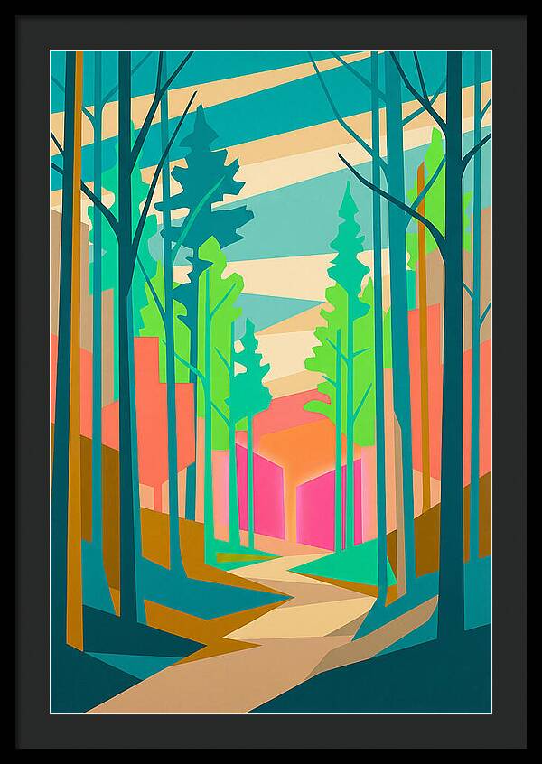 Forest Path Through Vibrant Trees