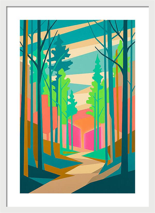 Forest Path Through Vibrant Trees
