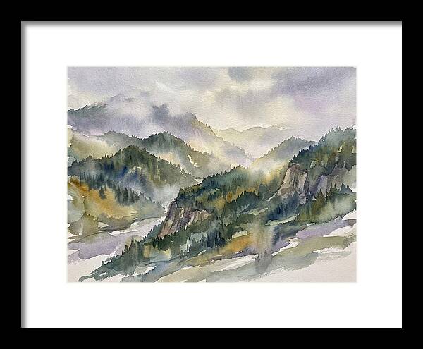 Forested Mountains In Watercolor