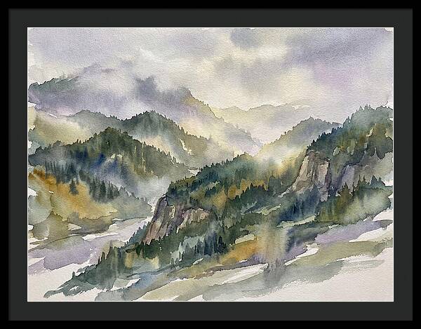 Forested Mountains In Watercolor