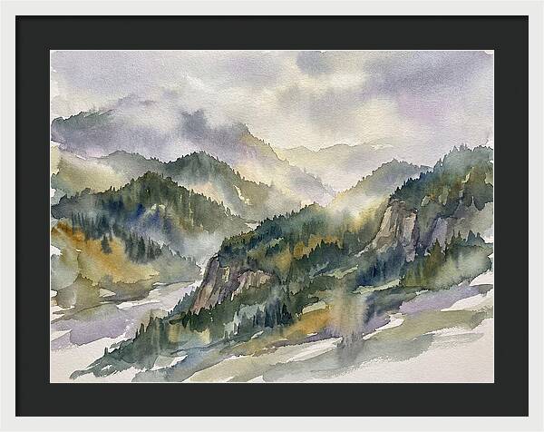 Forested Mountains In Watercolor