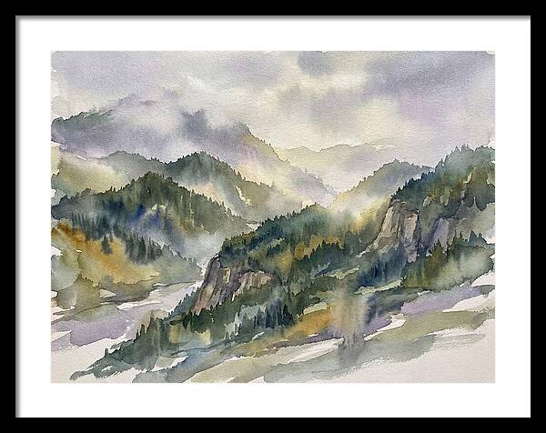 Forested Mountains In Watercolor