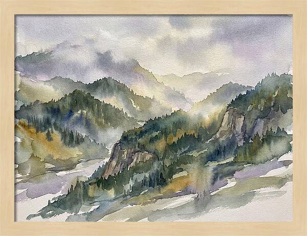 Forested Mountains In Watercolor