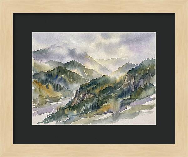 Forested Mountains In Watercolor