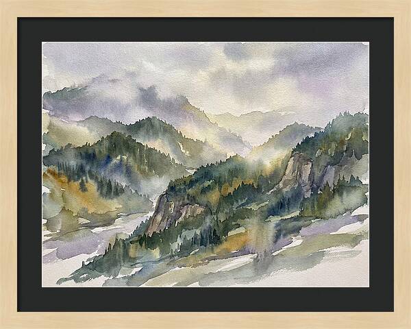 Forested Mountains In Watercolor