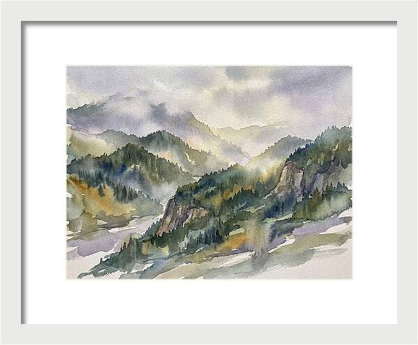 Forested Mountains In Watercolor
