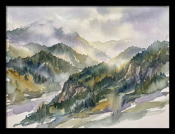 Forested Mountains In Watercolor