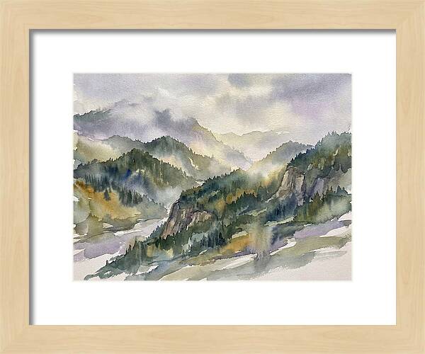 Forested Mountains In Watercolor