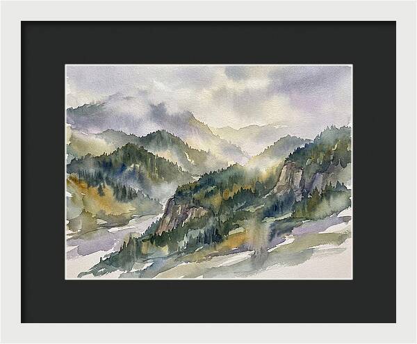 Forested Mountains In Watercolor
