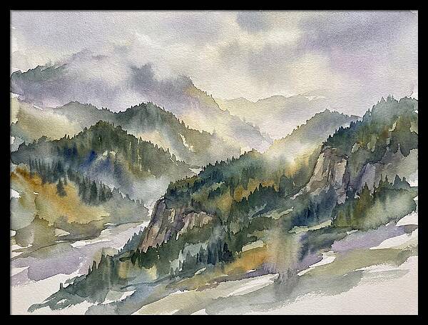 Forested Mountains In Watercolor