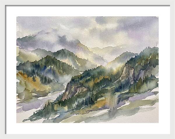 Forested Mountains In Watercolor
