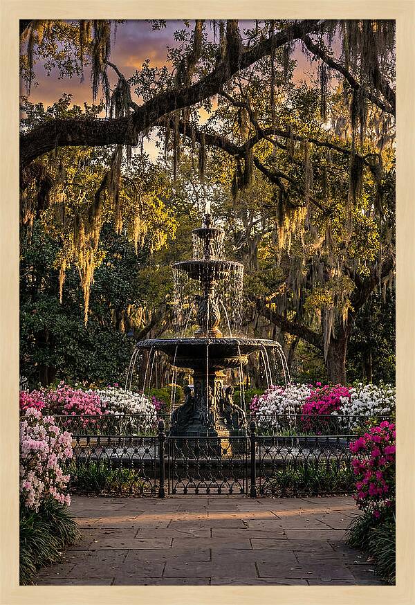 Forsyth Park Fountain At Golden Hour