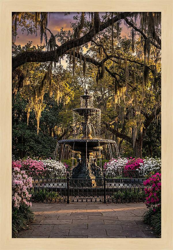 Forsyth Park Fountain At Golden Hour