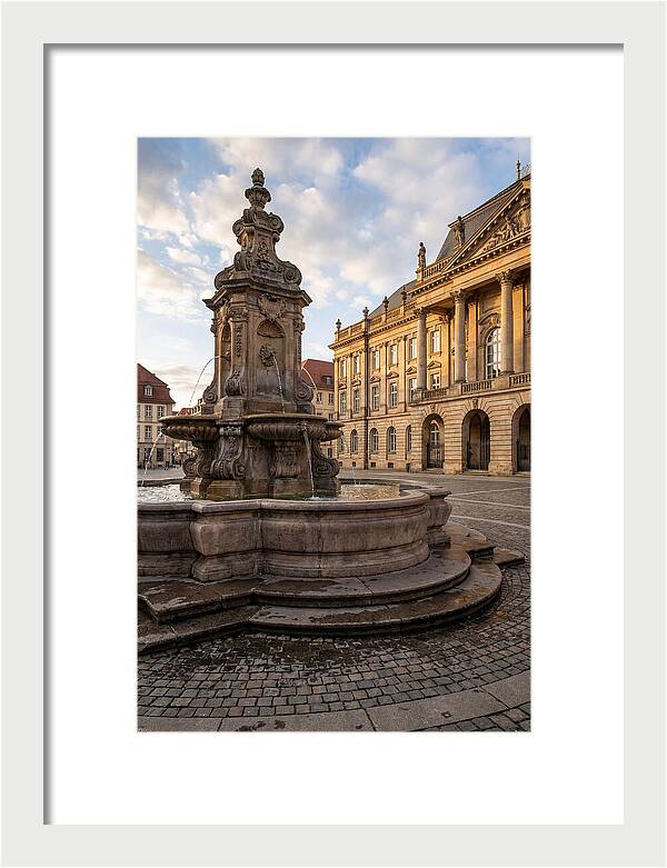 Fountain Amidst Historic Architecture
