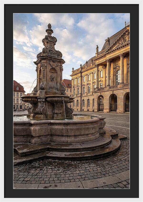 Fountain Amidst Historic Architecture