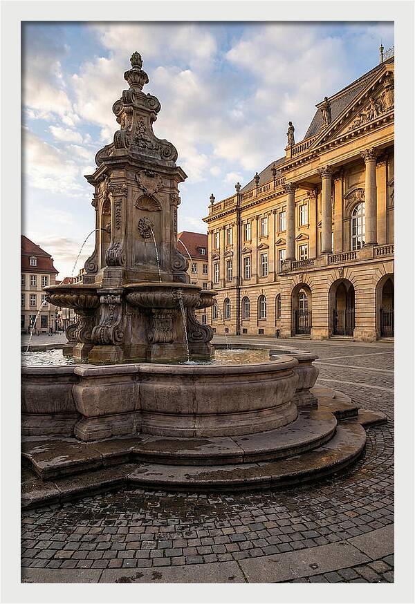 Fountain Amidst Historic Architecture