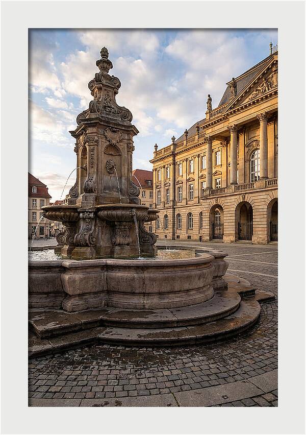 Fountain Amidst Historic Architecture