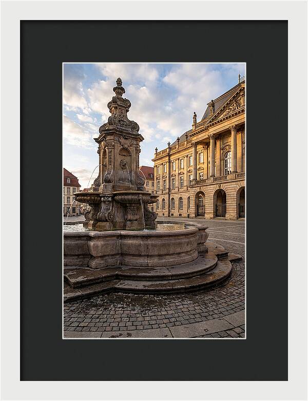 Fountain Amidst Historic Architecture