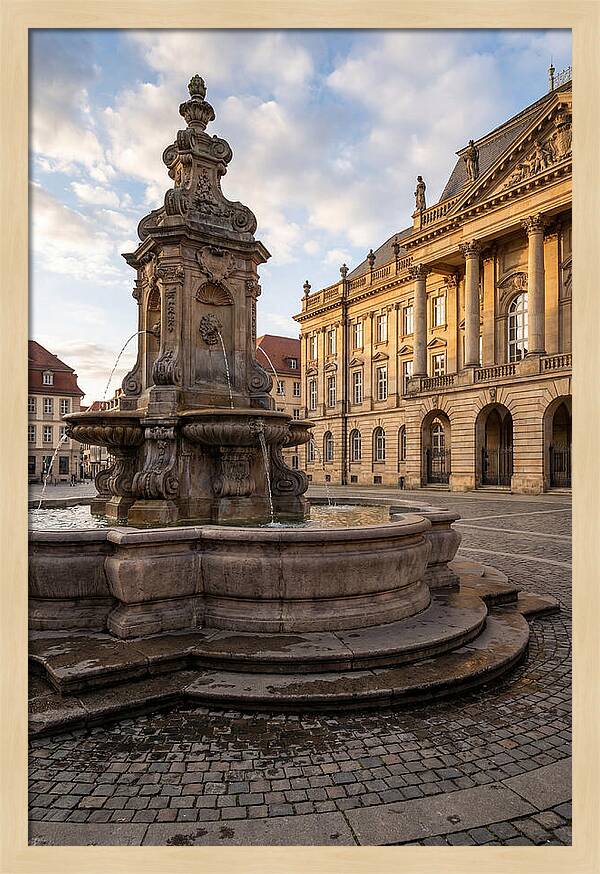 Fountain Amidst Historic Architecture