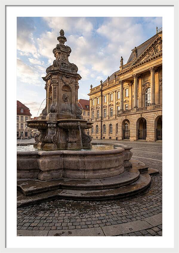 Fountain Amidst Historic Architecture