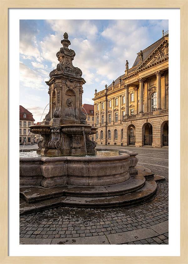 Fountain Amidst Historic Architecture