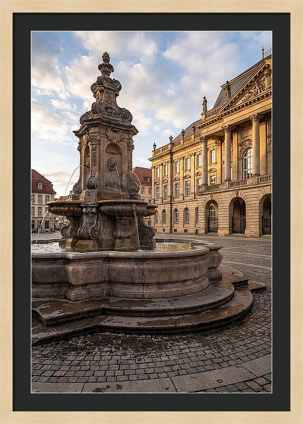 Fountain Amidst Historic Architecture