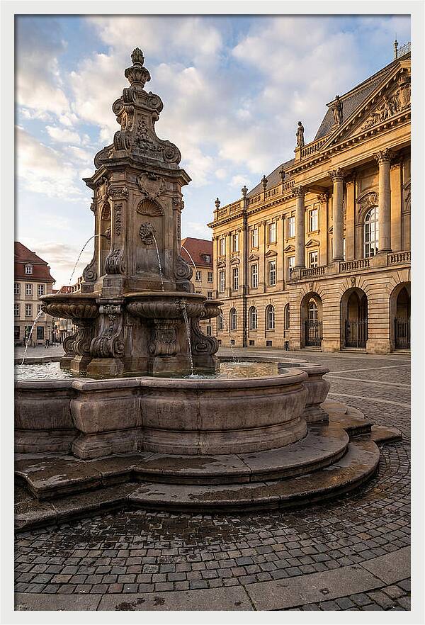 Fountain Amidst Historic Architecture