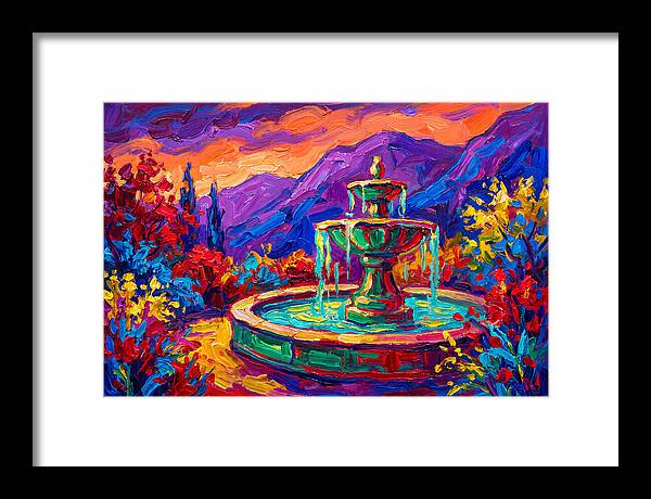 Fountain Amidst Vibrant Landscape