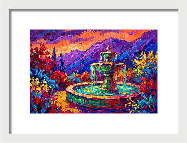 Fountain Amidst Vibrant Landscape