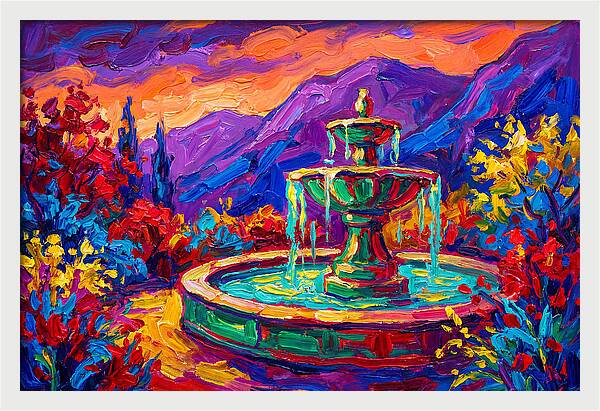 Fountain Amidst Vibrant Landscape