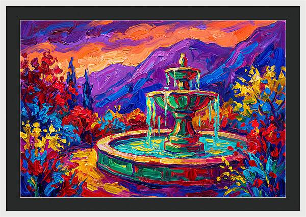 Fountain Amidst Vibrant Landscape