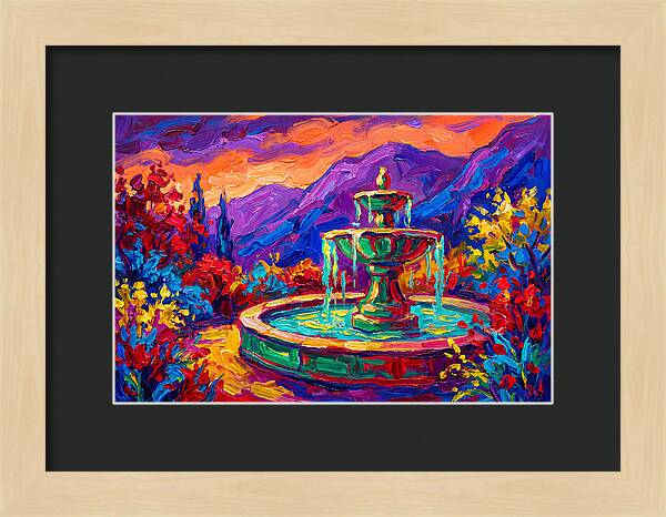 Fountain Amidst Vibrant Landscape