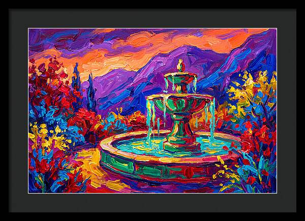 Fountain Amidst Vibrant Landscape