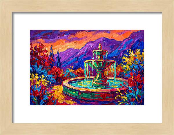 Fountain Amidst Vibrant Landscape