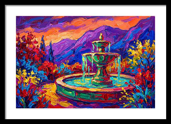 Fountain Amidst Vibrant Landscape