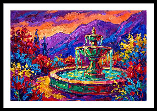Fountain Amidst Vibrant Landscape