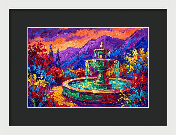 Fountain Amidst Vibrant Landscape