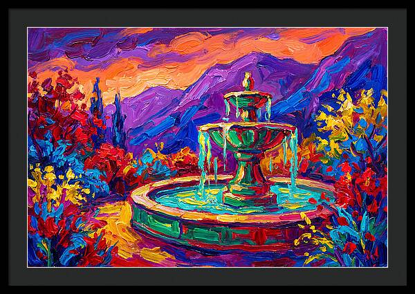 Fountain Amidst Vibrant Landscape
