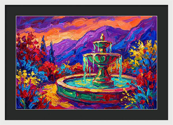 Fountain Amidst Vibrant Landscape