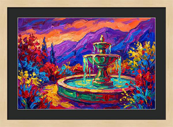 Fountain Amidst Vibrant Landscape