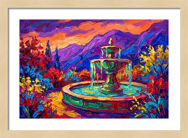 Fountain Amidst Vibrant Landscape
